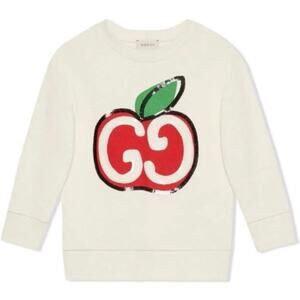 Gucci Kids Ivory Apple GG Logo Sequin Sweatshirt SZ 8